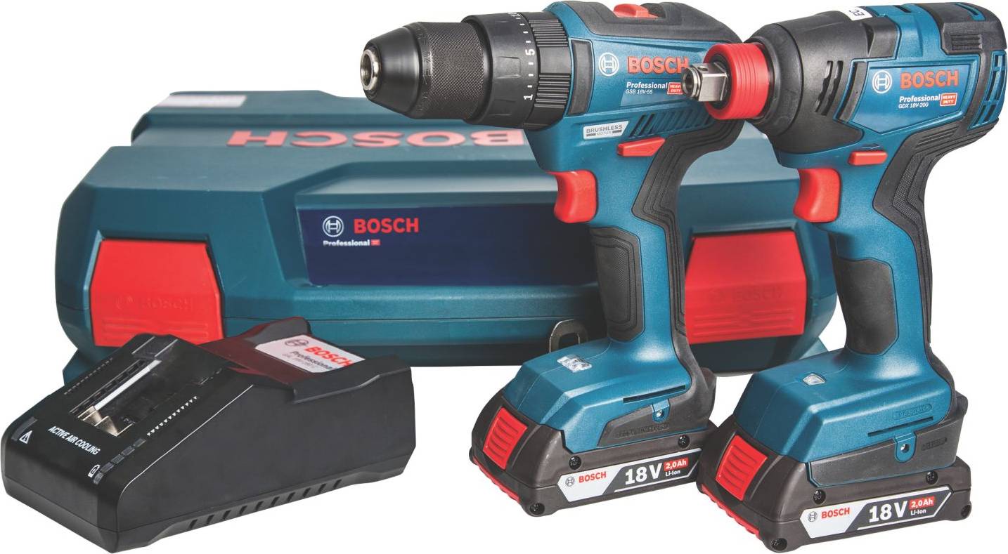 Bosch GSB 18V 2 x 2.0Ah Li-Ion CoolPack Brushless Cordless Twin Pack