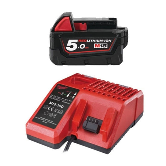 Milwaukee M18B5/M12-18 5.0Ah RedLithium-Ion Battery & Charger Bundle