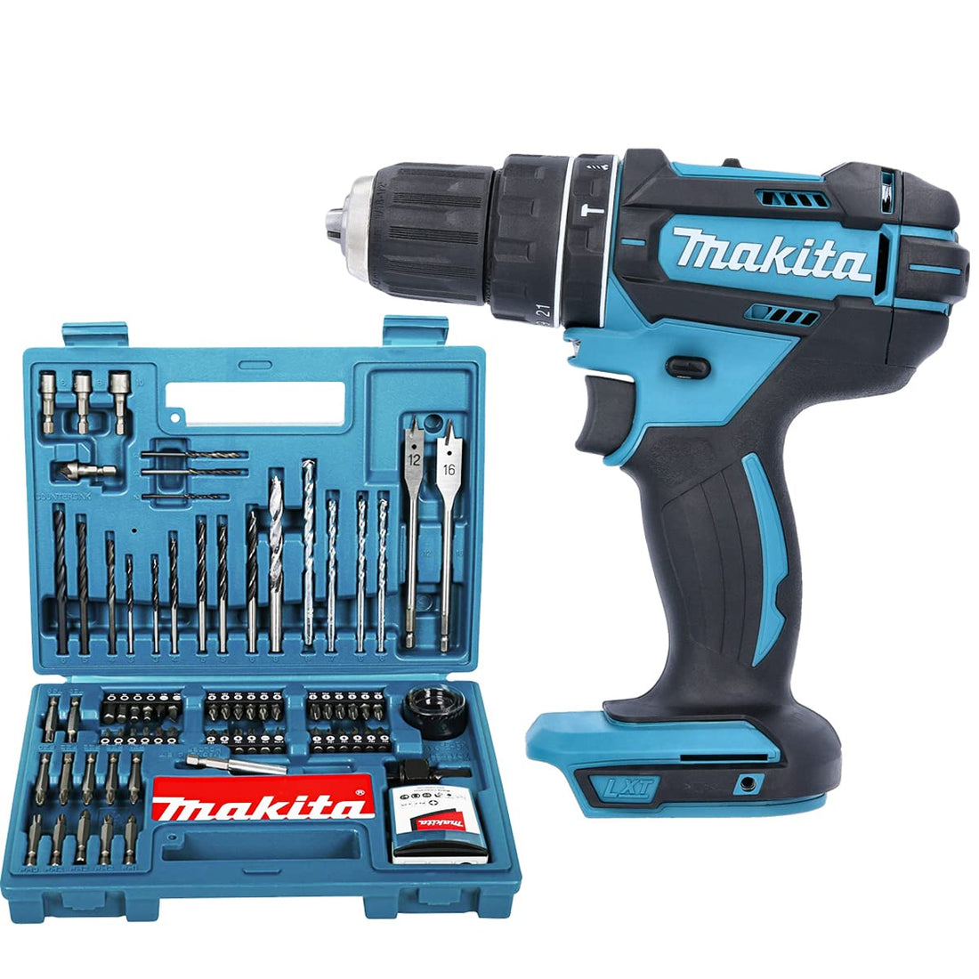 Makita DHP482 18V LXT Combi Drill with 100Pcs Drill & Screwdriver Set ...