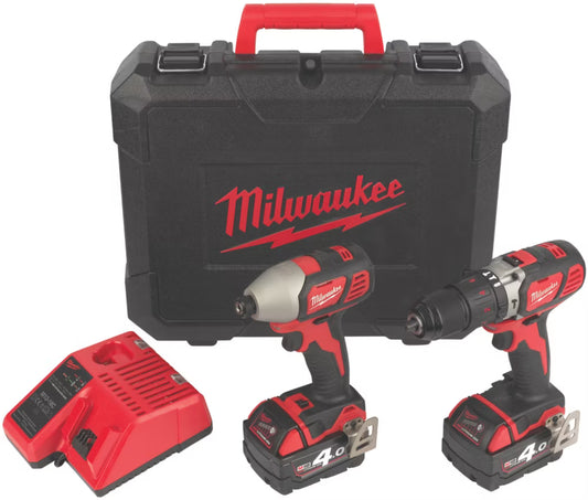 Milwaukee M18 BPP2Q-402C 18V 2 x 4.0Ah Li-Ion Red Lithium Cordless Twin Pack