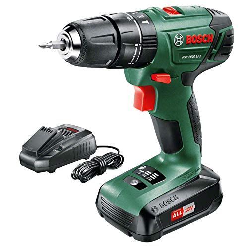 BoschPSB 1800 LI-2 Cordless Combi Drill with 18 V Lithium-Ion Battery