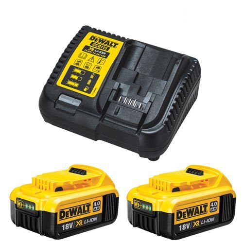 Dewalt 2 x DCB182 18V Li-ion 4.0Ah Battery Twin Pack &; DCB115 (DCB1104) Charger Kit
