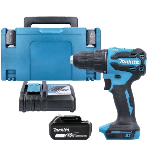 Makita DHP490Z 18V LXT Cordless Brushless Combi Drill With 1 x 5Ah Battery, Charger & Case