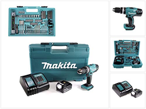 Makita DHP453FX12 18v Combi Drill with 1x 3.0Ah Battery &amp; 101 Pcs Accessory Set, 18 V